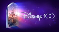 the logo for disney's 100 years of magic is shown in front of an open window