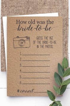 a brown card with the words how old was the bride to be written on it