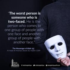 a man holding a white mask in his hands with a quote about the person who is someone who is two - faced