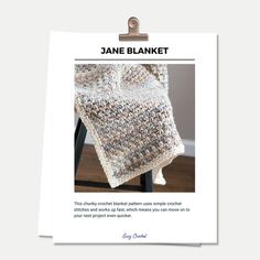 an article about jane blanket on the cover of a knitting book, with text underneath it