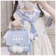 Kawaii Fluffy Bunny Ears Blue Lolita Backpack ON643 Size: Height: 22cm Width: 23cm thickness: 13cm Hello Kitty Water Bottle, Tube Top And Skirt, Bunny Bags, Fairytale Fashion, Fluffy Bunny, Fairycore Cottagecore, School Bags For Girls, Victorian Clothing, Bunny Ears