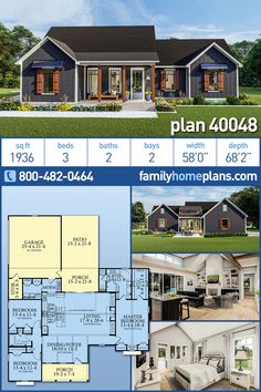 the plans for this house include two bedroom, one bathroom and an open floor plan