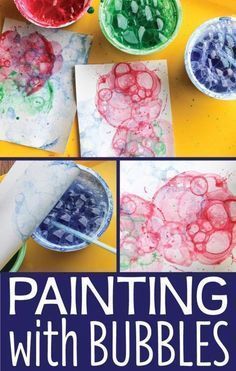 painting with bubbles is an easy and fun art project for kids