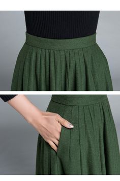 A midi skirt is an item that every lady should own. Not only do these full-length skirts look fantastic, but they're also seriously versatile. When styled right, they can suit a range of occasions along with every season. Additionally, the comfortable and chic style can flatter anybody. DETAILS: * More colors available(Fabric NO.3) https://etsy.me/3y7DZnn * 1950s style circle skirt, very full skirt but hangs smoothly from the waist without darts, pleats, or gathers * Circle skirt is a basic item Fall Knee-length Lined Skort, Knee-length Pencil Skirt For Winter, Knee-length Winter Skirt With Pockets, Winter Knee-length Skirt With Pockets, Knee-length Lined Skort, Green Midi Skirt Bottoms For Winter, Knee-length Green Skirt For Fall, Green Knee-length Fall Skirt, Green Knee-length Skirt For Fall