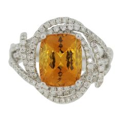 Brilliant Ring, Diamond Gold Ring, Diamond Cocktail Ring, Diamond Cocktail Rings, Orange Sapphire, Diamond Gold, Pretty Rings, Gold Diamond Rings, Sapphire Diamond