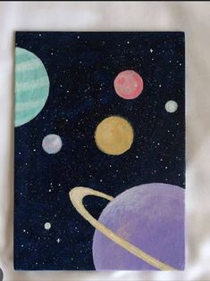 a painting of planets in the night sky