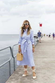 Krystin Lee, House Work, Shirt Dress Outfit, Shirt Dress Summer, Sassy Outfit, Stylish Work Attire, Beachwear Fashion, Striped Shirt Dress, Fashionista Clothes