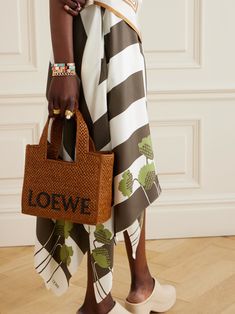 LOEWE + Paula's Ibiza small embroidered raffia tote | NET-A-PORTER Loewe Paula's Ibiza, Jean Trench Coat, Flat Dress Shoes, Gucci Eyewear, Dress Flats, Exclusive Shoes, Sports Skirts, Evening Shoes, Sports Suit