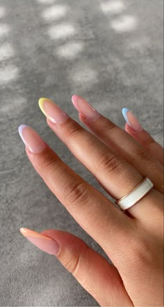 nail inspiration French Coloured Nails, French Colour Nails, French Nails Colour, Colour French Nails, Colourful French Nails, Nails Sommer, Sommer Nails, Neutral Nails Acrylic, Paris Nails