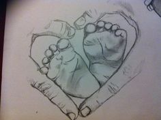 a drawing of two feet in the shape of a heart