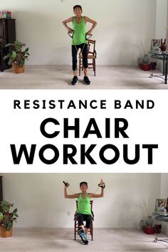 video showing how to build muscle using resistance bands and a chair Chair Workout, Strength Workouts, Back Relief, Exercise Bands, Chair Exercises, Resistance Band Workout, Fitness Fun, Senior Health, Healthy Heart