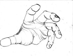 an ink drawing of a hand reaching out to touch something with it's fingers