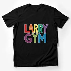 Larry Gym Colorful Retro Fitness Logo T-Shirt, Unisex Workout Tee, Vibrant Gym Wear Male T-Shirt Custom graphic T-Shirt.Customize your color Sporty Multicolor Moisture-wicking T-shirt, Multicolor Crew Neck Sports T-shirt, Black Crew Neck T-shirt With Rainbow Print, Multicolor Crew Neck T-shirt For Sports, Sporty Multicolor Crew Neck T-shirt, Rainbow Letter Print Crew Neck Top, Multicolor Graphic Tee For Sports, Black Short Sleeve T-shirt With Rainbow Print, Sporty Multicolor Short Sleeve T-shirt