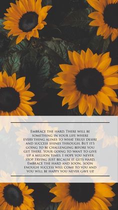 sunflowers with a poem written in the middle