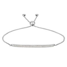 Flexible Rope Friendship Bolo Bar Diamond Bracelet 14k White Gold (0.20ct) -Allurez.com Hot Pink Bracelets, Diamond Bar Bracelet, Gray Bracelet, Diamond Jewelry Store, Bar Bracelet, Vintage Bangles, Red Bracelets, Crystal Beads Bracelet, Minimalist Bracelet