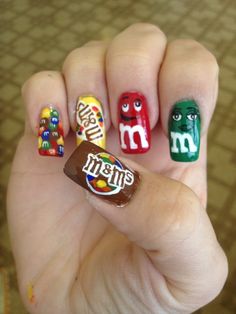 M Nails, Food Nail Art, Food Nails, Finger Nail Art, Glow Nails, Nails For Kids