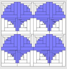 the quilt pattern is shown in blue and white, with squares arranged on each side