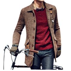 Casual Coffee Brown British Styled Tweed #Mens Wool #Pea #Coat #peacoatmonkey Get Discount price http://www.peacoatmonkey.com/peacoatmonkey-wool-overcoat-collection/peacoats-instyle8898934899/essential-fashion/pea-coats-for-men-collection-c-998349866.html Mens Pea Coat Outfits, Pea Coats For Men, Gentleman's Club, Gentlemen Style, Mole Rat, Tweed Men, Essential Fashion