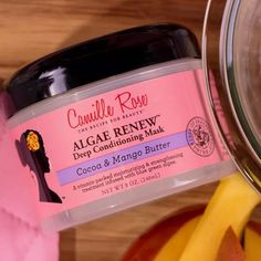 Camille Rose's Algae Renew Deep Conditioning Mask treatment is infused with a blend of pure blue green algae, packed with 65 vitamins, minerals and antioxidants. Unrefined cocoa and mango butters are artfully blended into this intense deep conditioning formula for maximum moisture benefits. Growth-stimulating biotin extracted from algae is then infused to create this one-of-a-kind softening cocktail. How to Use: Apply an ample amount to dry or wet hair. Leave on for 10 minutes then cool rinse wh Deep Conditioning Mask, Deep Conditioner For Natural Hair, Curl Products, Beauty Station, Camille Rose, Blue Green Algae, Unruly Hair, Hair Treatments, Hair Essentials