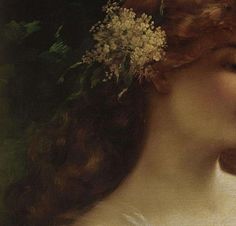 a painting of a woman with flowers in her hair