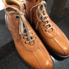 Tan All Leather Ankle Sneaker Made In Italy Comfortable Leather Fashionable Casual Cognac Boots With Almond Toe, Casual Cognac Almond Toe Boots, Adidas Yung, Adidas Yung 1, Black Nike Sneakers, Blue High Tops, Hoka Shoes, Ankle Sneakers, Pumas Shoes