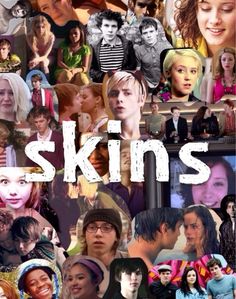 a collage of people with the words skins on them