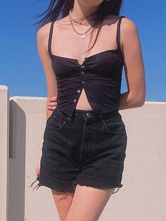 Material: 100%Mixed Fiber Tops 2022, Aesthetic Tshirt, Crop Cami Top, Black Cami Top, Sleeveless Outfit, Vintage Crop Tops, Black Camisole, Denim Outerwear, Long Midi Dress