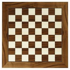 a wooden chess board with white and brown squares