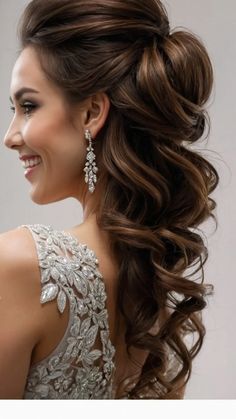 a woman with long hair wearing an elegant hairstyle