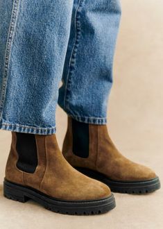 Lena Low Boots - Tan - Sézane Flat Chelsea Boots, Lifestyle Dresses, Pondicherry, Dark Taupe, Low Boots, Sheep Leather, Boots Fall