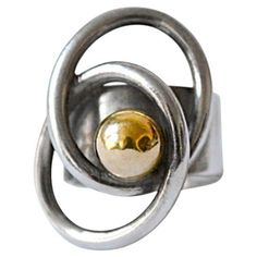 Very rare sterling silver ring with 14k gold ball from Pierre Cardin dating to the 1970's. Currently adjusted for a size 6 although this can be made smaller or larger. Signed. Very good condition. 70s Jewelry, 2024 Inspiration, Pierre Cardin, Jewelry Inspo, Very Rare, Sterling Silver Ring, Fashion Rings, Silver Ring, Sterling Silver Rings