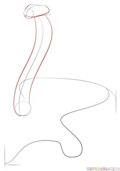 a line drawing of a snake on a white background with red lines in the foreground