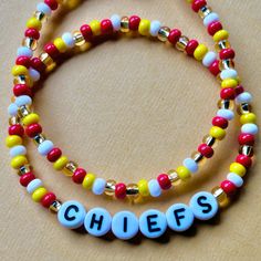 Bracket Making, Fan Jewelry, Red Friday, Bracelets Design, Acrylic Letters, Beads Bracelet Design, Bracelet Design, Bracelet Ideas