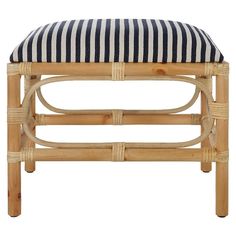 Uttermost Laguna Small Striped Bench By Casagear Home Small Wooden Bench, Uttermost Furniture, White Bench, Small Bench, Vanity Stool, Upholstered Ottoman, Wooden Bench, Fabric Seat, Ottoman Bench