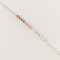 "Minimalist, wearable and delicate sterling 925 silver bracelet with purple gradient miyuki beads and two strands for day to day wearing. Length: from 5,5\" to 8\" with 2\" 925 sterling silver extensor chain. Width: 2.2mm miyuki beads, 2mm 925 sterling silver fluted beads and 0.66 mm silver chain. Handmade in Spain. Ideal for a gift to silver jewelry lovers. All our products are presented in a white organza bag. If you want a different color scheme, ask us and we will design it for you :) ♡ Made Silver Beaded Jewelry, Bracelet Minimal, Minimal Bracelet, Purple Gradient, Miyuki Bracelet, Ombre Gradient, Purple Bracelet, Silver Chain Style, 925 Silver Bracelet