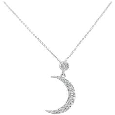 A chic pendant necklace, featuring a crescent moon set with round brilliant cut diamonds weighing 0.51 carat total. Finely made with 14K white gold. Suspended on a white gold chain, 18 inches in length. Perfect for everyday wear. Roman Malakov is a custom house, specializing in creating anything you can imagine. If you would like to receive a special quote on a custom piece, please message or call us. Moon Set, Crescent Moon Pendant, Moon Pendant Necklace, White Gold Chains, Moon Pendant, Brilliant Diamond, Round Brilliant Cut Diamond, Round Cut Diamond, Brilliant Cut Diamond