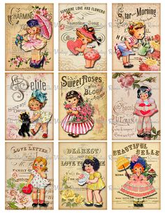 Vintage Halloween Crafts, Decoupage Gifts, Pocket Letters, Digital Collage Sheets, Vintage Valentines, Vintage Labels