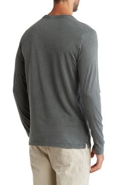 A classic crew neck long sleeve T-shirt in soft washed knit is a must-have for every man's closet.Fit: this style fits true to size.- Crew neck- Long sleeves- Soft knit construction- Washed detail- Approx. 29" length (size M)- ImportedThis item cannot be shipped to Canada. Model's stats for sizing:. Height: 6'0.5". Suit: 39R". Waist: 31". Inseam: 32" Model is wearing size M. Machine wash 100% cotton Washed Crew Neck T-shirt For Layering, Washed Long Sleeve Relaxed Fit T-shirt, Casual Long Sleeve Washed T-shirt, Everyday Washed Long Sleeve Tops, Everyday Long Sleeve Washed Tops, Long Sleeve Washed Tops For Everyday, Soft-washed Long Sleeve T-shirt For Everyday, Washed Black Long Sleeve Cotton T-shirt, Washed Black Long Sleeve T-shirt For Fall