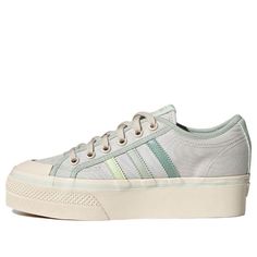 GX4605 Adidas Nizza Platform, Adidas Nizza, School Fits, Stylish Sneakers, White Green, Cream White, Adidas Women, Perfect Pair, Low Top