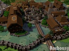 an image of a small town in minecraft