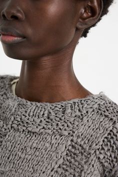 Lauren Manoogian: Handknit Pullover Sweater in Grey | Oroboro • Luxury Boutique • New York, NY Gray Textured Knit Sweater For Layering, Textile Wall Hangings, Travel Finds, Lauren Manoogian, Knit Pullover, Short Jumpsuit, Handmade Knitting, Sunglasses Shop, Knitting Inspiration