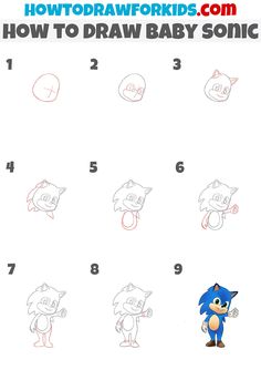 how to draw sonic the hedgehog step by step instructions for kids and beginners