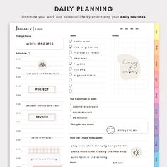 a daily planner with the words daily planning on it