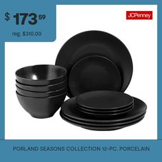 black dinnerware is on sale for $ 79 99