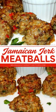 Look forward to these Jamaican Jerk Meatballs! They're an easy game day recipe for your menu. Served with Caribbean sauce, these jerk seasoned meatballs are a simple crowd-pleasing appetizer recipe! Save this football party food idea! Jerk Meatballs, Jamaica Food, Carribean Food, Beef Meals, Jamaican Cuisine, Jamaican Dishes, Jamaican Jerk, Island Food, Jamaican Recipes