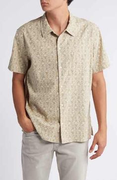 The Normal Brand Freshwater Short Sleeve Button-Up Shirt | Nordstrom Summer Outdoor Short Sleeve Button-up Shirt, Summer Short Sleeve Button-up Shirt With Snap Buttons, Summer Outdoor Button-up Short Sleeve Shirt, Summer Button-up Short Sleeve Shirt With Snap Buttons, Slim Fit Cotton Short Sleeve Button-up Shirt, Sport Shirt, Short Sleeve Button Up, Sports Shirts, Up Shirt