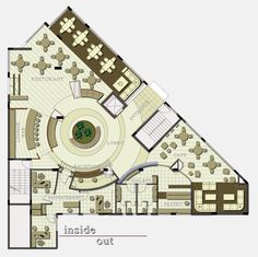 the floor plan for an indoor restaurant with seating and dining room furniture, including tables and chairs