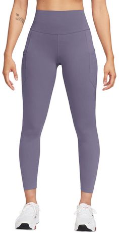 Up for a workout or down to chill, these leggings are the Ones that are ready for whatever you are. Their midweight, peachy-soft fabric stretches with your every move and dries quickly. Plus, a high waist is designed to meet your favorite cropped tops for a head-to-toe look that you can feel confident and comfortable in all day long. Fit & Design: Tight fit: snug and form-fitting Gentle support: feels like a soft hug with plenty of freedom 7/8 length: hits at ankle High-Waisted: sits at or above Nike Activewear With Pockets For Training, Nike 4-way Stretch Leggings For Pilates, Nike Moisture-wicking Functional Leggings, Nike Functional Moisture-wicking Leggings, Nike Compression Leggings With Go-dry Technology, Nike Full Length Yoga Leggings, Nike Compression Leggings With Go-dry, Nike Compression Leggings For Yoga, Nike Moisture-wicking Full Length Activewear