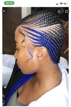 Large Braids, Small Feed In Braids, Blue Braids, Tree Braids Hairstyles, Invisible Braids, Under Braids, Feed In Braids, French Braid Ponytail