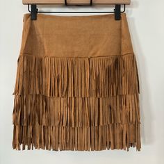 Nwt Size Small 90% Polyester, 10% Spandex Approximately 17 Inches Long Side, Zip Closure Perfect For Your Next Country Concert! Country Concerts, Country Concert, Fringe Skirt, Tan Brown, Side Zip, Womens Skirt, Mini Skirts, Spandex, Concert